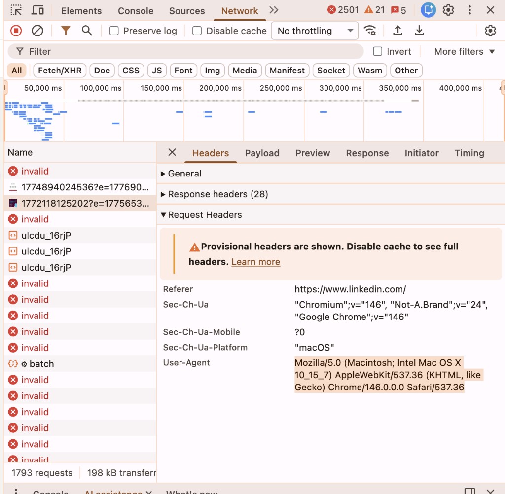 User-Agent in Network request headers